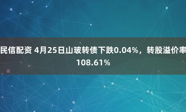 民信配资 4月25日山玻转债下跌0.04%，转股溢价率108.61%