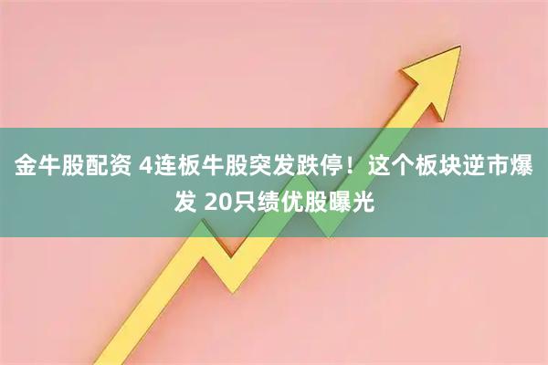 金牛股配资 4连板牛股突发跌停!这个板块逆市爆发 20只绩优股曝光